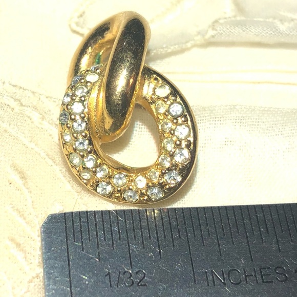 Gold Large Cuban Curb Link Chain Necklace Drop Earrings Rhinestone 15-18” Boho - Picture 10 of 14